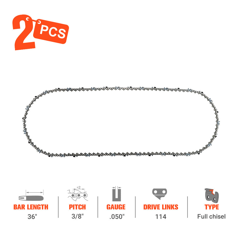 Hipa Full Skip Chain 3/8" .050" 114 DL 36 Inch For Stihl MS440 MS441 MS461 MS660 MS391 Chainsaw