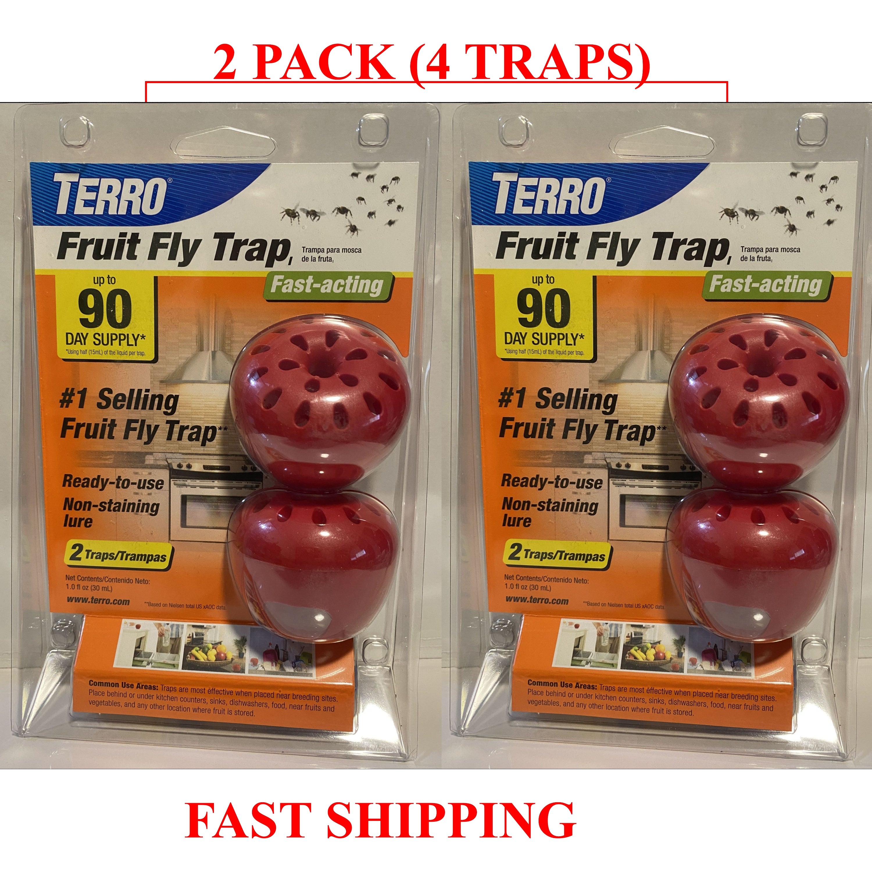 Indoor Fruit Fly Trap, (2-count) 4 Traps , Terro In Built With Window Sinks