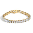 IGI Certified 14K Yellow Gold 18 1/2 Cttw Emerald Cut Lab Grown Diamond Tennis Bracelet-1