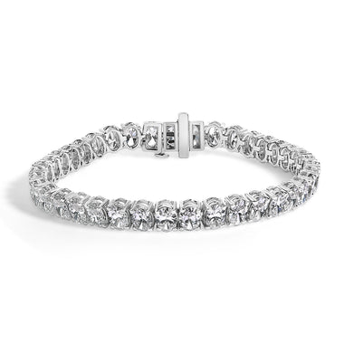 IGI Certified 14K White Gold 15.0 Cttw Oval Cut Lab Grown Diamond Tennis Bracelet