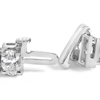 IGI Certified 14K White Gold 15.0 Cttw Oval Cut Lab Grown Diamond Tennis Bracelet - 0