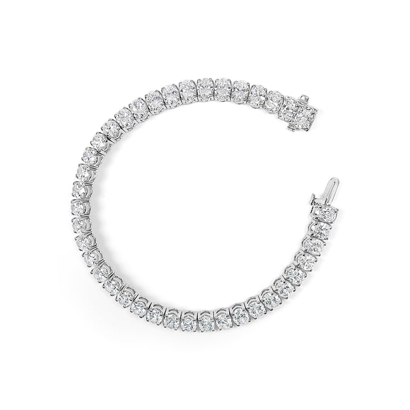 IGI Certified 14K White Gold 15.0 Cttw Oval Cut Lab Grown Diamond Tennis Bracelet