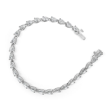 IGI Certified 14K White Gold 12.0 Cttw Pear Cut Lab Grown Diamond Tennis Bracelet - 0