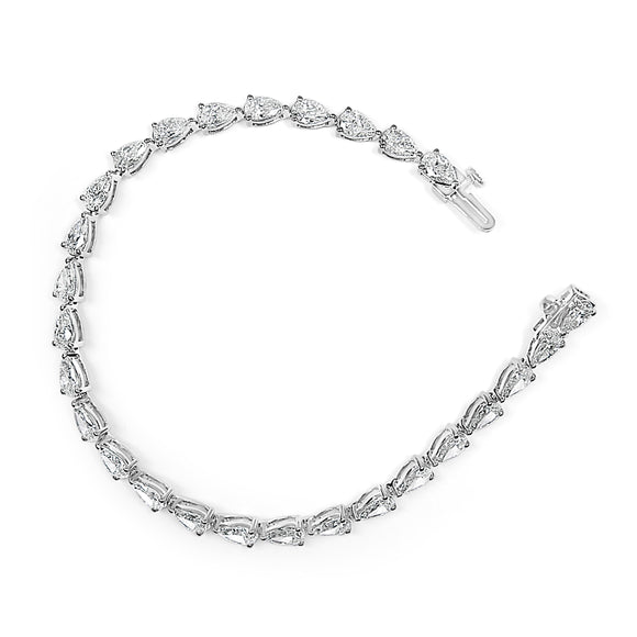 IGI Certified 14K White Gold 12.0 Cttw Pear Cut Lab Grown Diamond Tennis Bracelet