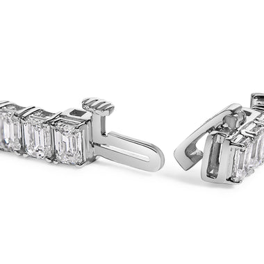 IGI Certified 14K White Gold 10.0 Cttw Emerald Cut Lab Grown Diamond Tennis Bracelet - 0