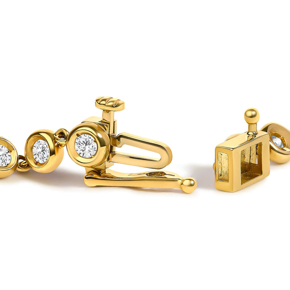 10K Yellow Gold 1 1/2 Cttw Lab Grown Diamond Bezel Link Bracelet