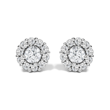 10K White Gold 1 1/2 Cttw Lab Grown Diamond Halo Stud Earrings
