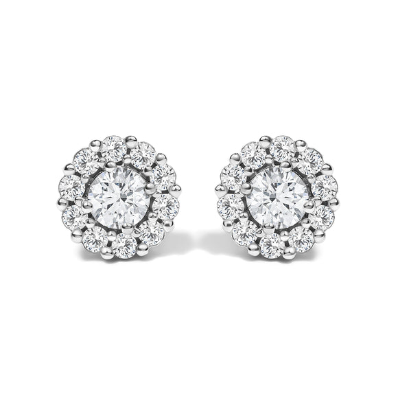 10K White Gold 1 1/2 Cttw Lab Grown Diamond Halo Stud Earrings