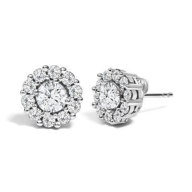 10K White Gold 1 1/2 Cttw Lab Grown Diamond Halo Stud Earrings - 0