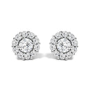 10K White Gold 3.0 Cttw Lab Grown Diamond Halo Stud Earrings-1
