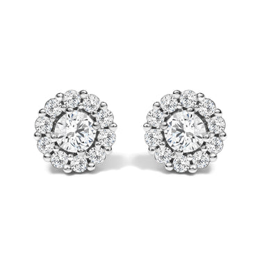10K White Gold 3.0 Cttw Lab Grown Diamond Halo Stud Earrings