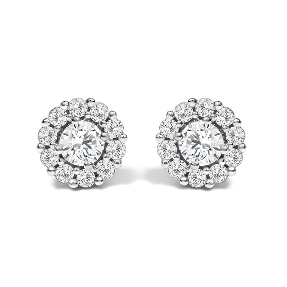 10K White Gold 3.0 Cttw Lab Grown Diamond Halo Stud Earrings