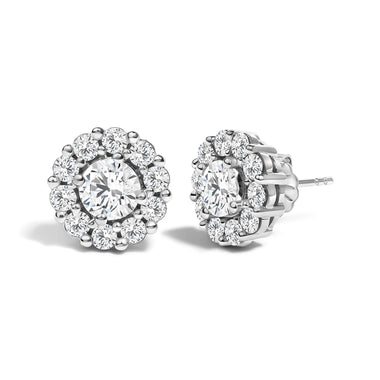 10K White Gold 3.0 Cttw Lab Grown Diamond Halo Stud Earrings - 0