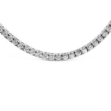14K White Gold 10 3/4 Cttw Lab Grown Diamond Tennis Necklace - 0