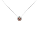 14K White Gold 2 3/8 Cttw Lab Grown Pink Diamond Solitaire with Halo Pendant Necklace - 17" Inches-1