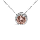 14K White Gold 2 3/8 Cttw Lab Grown Pink Diamond Solitaire with Halo Pendant Necklace - 17" Inches-2