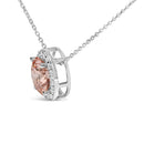 14K White Gold 2 3/8 Cttw Lab Grown Pink Diamond Solitaire with Halo Pendant Necklace - 17" Inches-3