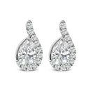 14K White Gold 5/8 Cttw Lab Grown Diamond Tear Drop Halo Stud Earring-1