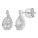 14K White Gold 5/8 Cttw Lab Grown Diamond Tear Drop Halo Stud Earring-2