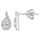 14K White Gold 5/8 Cttw Lab Grown Diamond Tear Drop Halo Stud Earring-3