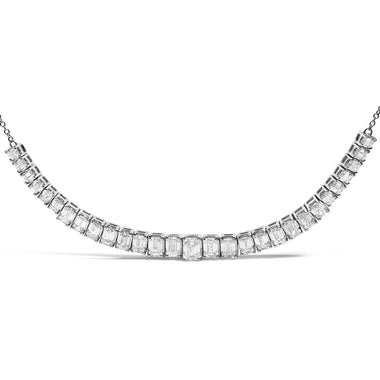 14K White Gold Lab Grown Diamond 5.0 Cttw Emerald Cut Station Necklace - 0