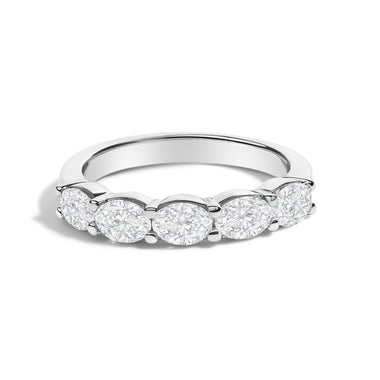 14K White Gold 1 1/4 Cttw Lab Grown Oval East West Band Ring