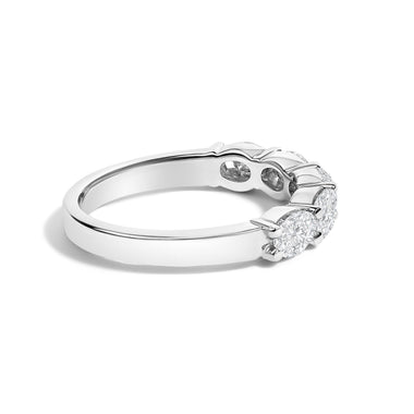14K White Gold 1 1/4 Cttw Lab Grown Oval East West Band Ring - 0