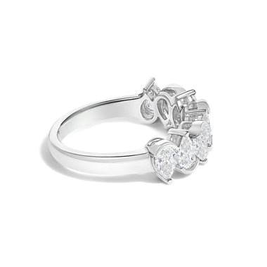 14K White Gold 1 2/3 Cttw Lab Grown Pear Diamond Band Ring Bezel Setting - 0