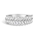 14K White Gold 7/8 Cttw Lab Grown Baguette Weave Design Band Ring-1