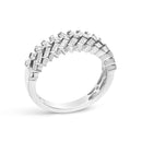 14K White Gold 7/8 Cttw Lab Grown Baguette Weave Design Band Ring-3