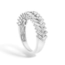 14K White Gold 7/8 Cttw Lab Grown Baguette Weave Design Band Ring-4