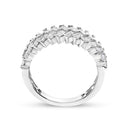 14K White Gold 7/8 Cttw Lab Grown Baguette Weave Design Band Ring-5