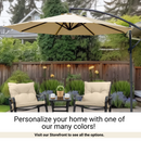 9ft Cantilever Hanging Umbrella 8 Rib Replacement Canopy Taupe-7
