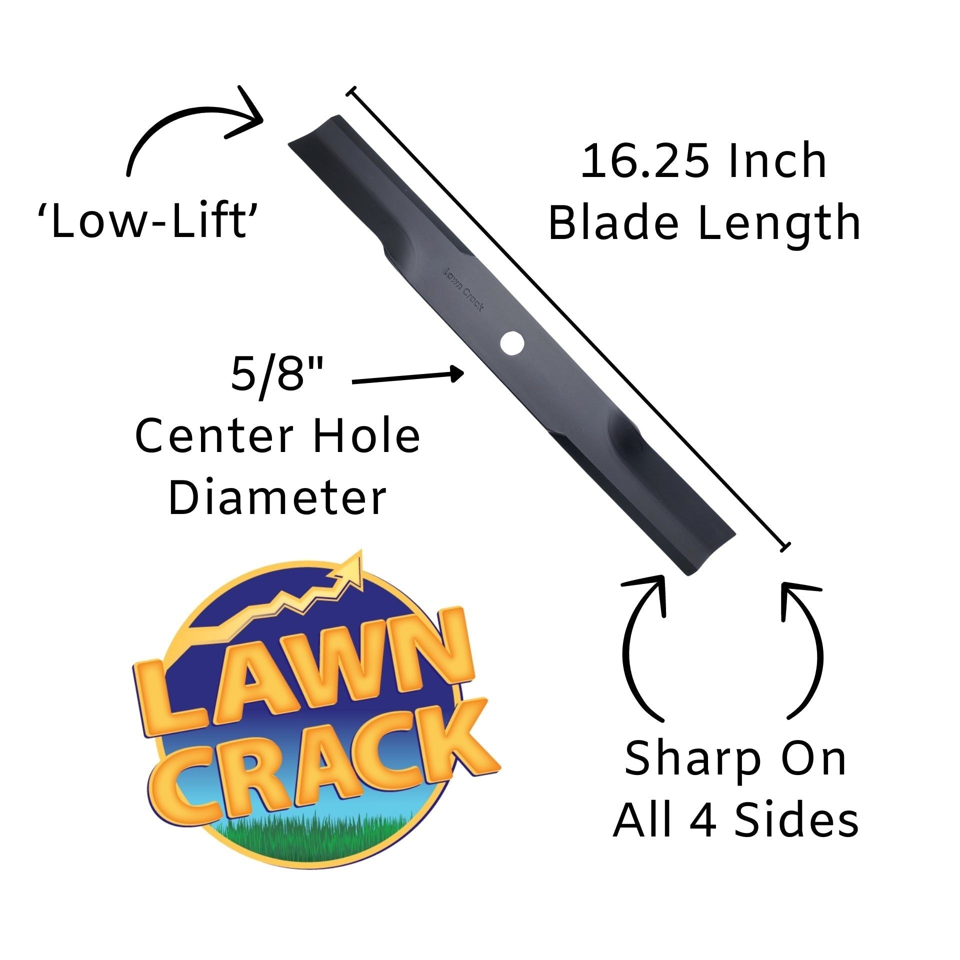 48" Mower Low-Lift Blade (16-1/4" Long, 5/8" Hole) Hardened Steel