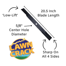 60" Mower Low-Lift Blade (20-1/2" Long, 5/8" Hole) Hardened Steel