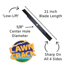 61" Mower Low-Lift Blade (21" Long, 5/8" Hole) Hardened Steel