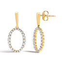 14K Yellow Gold Graduating 1/2 Cttw Diamond Oval Dangle Earrings-2