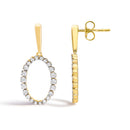14K Yellow Gold Graduating 1/2 Cttw Diamond Oval Dangle Earrings-3