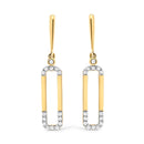 14K Yellow Gold 1/5 Cttw Diamond Paper Clip Dangle Earrings-1