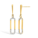 14K Yellow Gold 1/5 Cttw Diamond Paper Clip Dangle Earrings-2