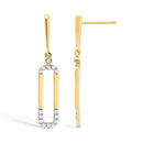 14K Yellow Gold 1/5 Cttw Diamond Paper Clip Dangle Earrings-3