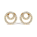 14K Yellow Gold 3/8 Cttw Diamond Double Circle Stud Earrings-1