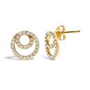 14K Yellow Gold 3/8 Cttw Diamond Double Circle Stud Earrings-2