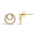 14K Yellow Gold 3/8 Cttw Diamond Double Circle Stud Earrings-3