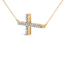 10K Yellow Gold 1/5 Cttw Diamond Sideways Cross Pendant Necklace-3