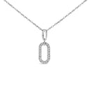 14K White Gold Diamond Accent Paperclip Pendant Necklace-1