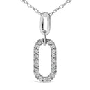 14K White Gold Diamond Accent Paperclip Pendant Necklace-2