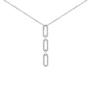 14K White Gold 1/10 Cttw Diamond Triple Paper Clip Pendant Necklace-1