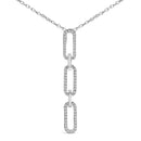 14K White Gold 1/10 Cttw Diamond Triple Paper Clip Pendant Necklace-2