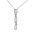 14K White Gold 1/10 Cttw Diamond Triple Paper Clip Pendant Necklace-3